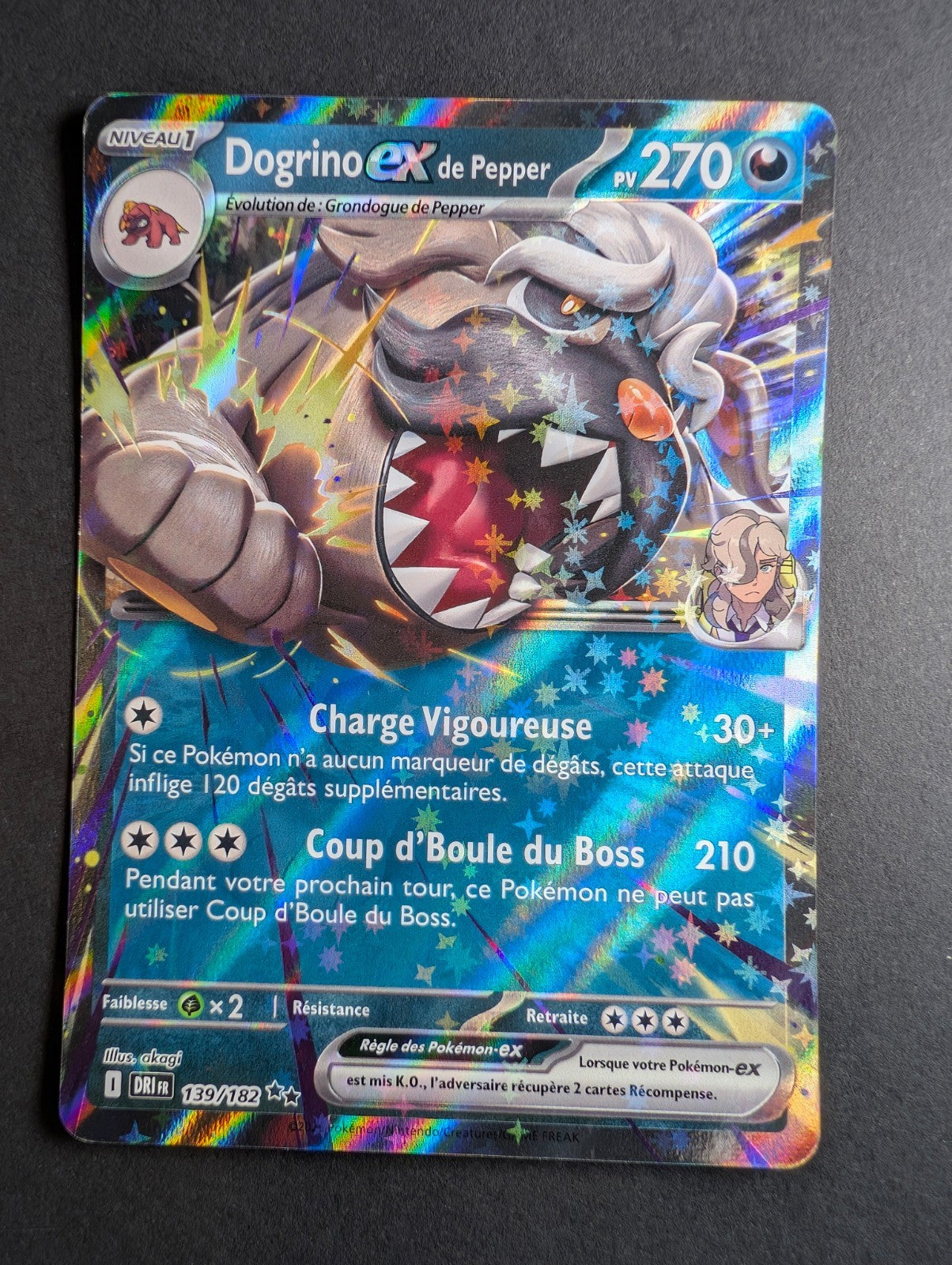 Pokemon Dogrino ex de Pepper 139/182 -double Rare -FR NM