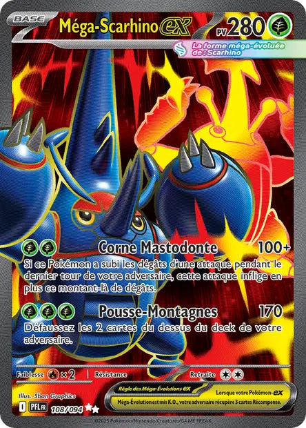 Méga-Scarhino ex 108/094 - visuel Pokécardex de référence