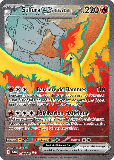 Sulfura ex de la Team Rocket 208/182 - visuel Pokécardex de référence