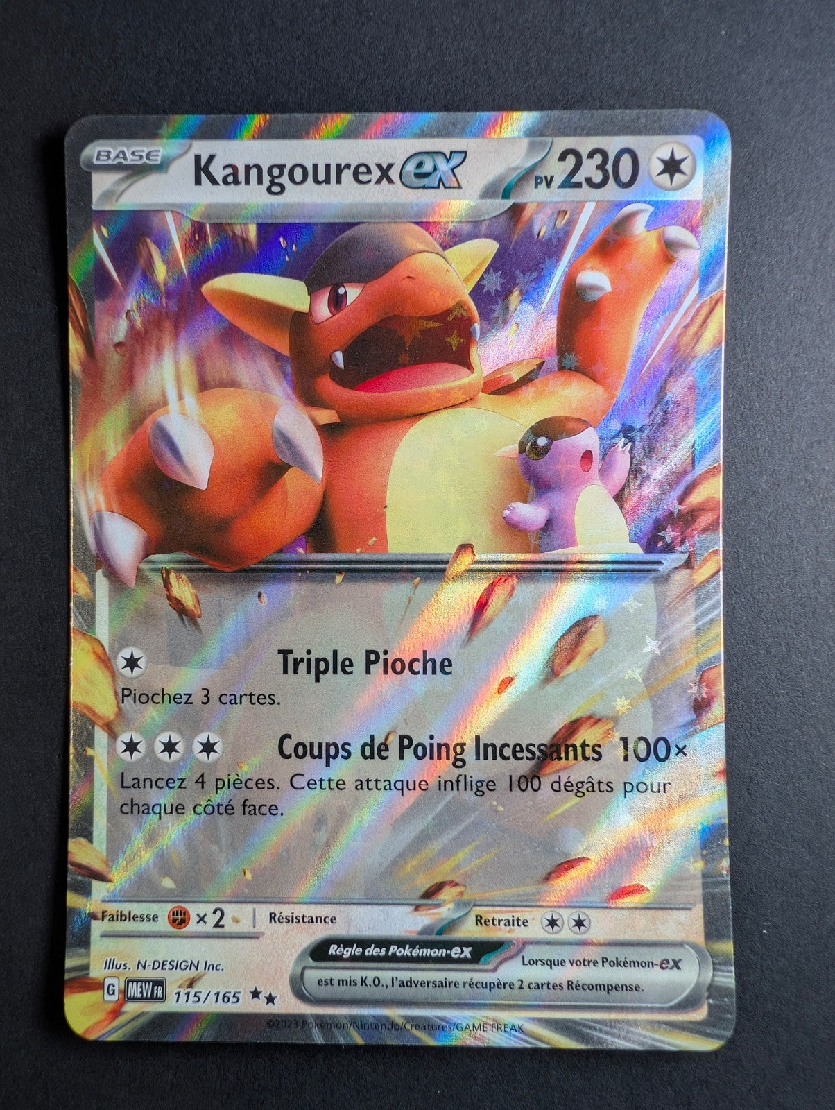 Pokemon Kangourex ex 115/165  - double Rare -FR NM