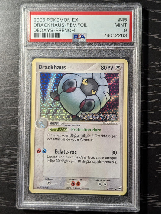 Carte gradee Pokemon  Drackhaus 045/107 Ex Deoxys - Reverse Stamp- PSA 9 pop 7