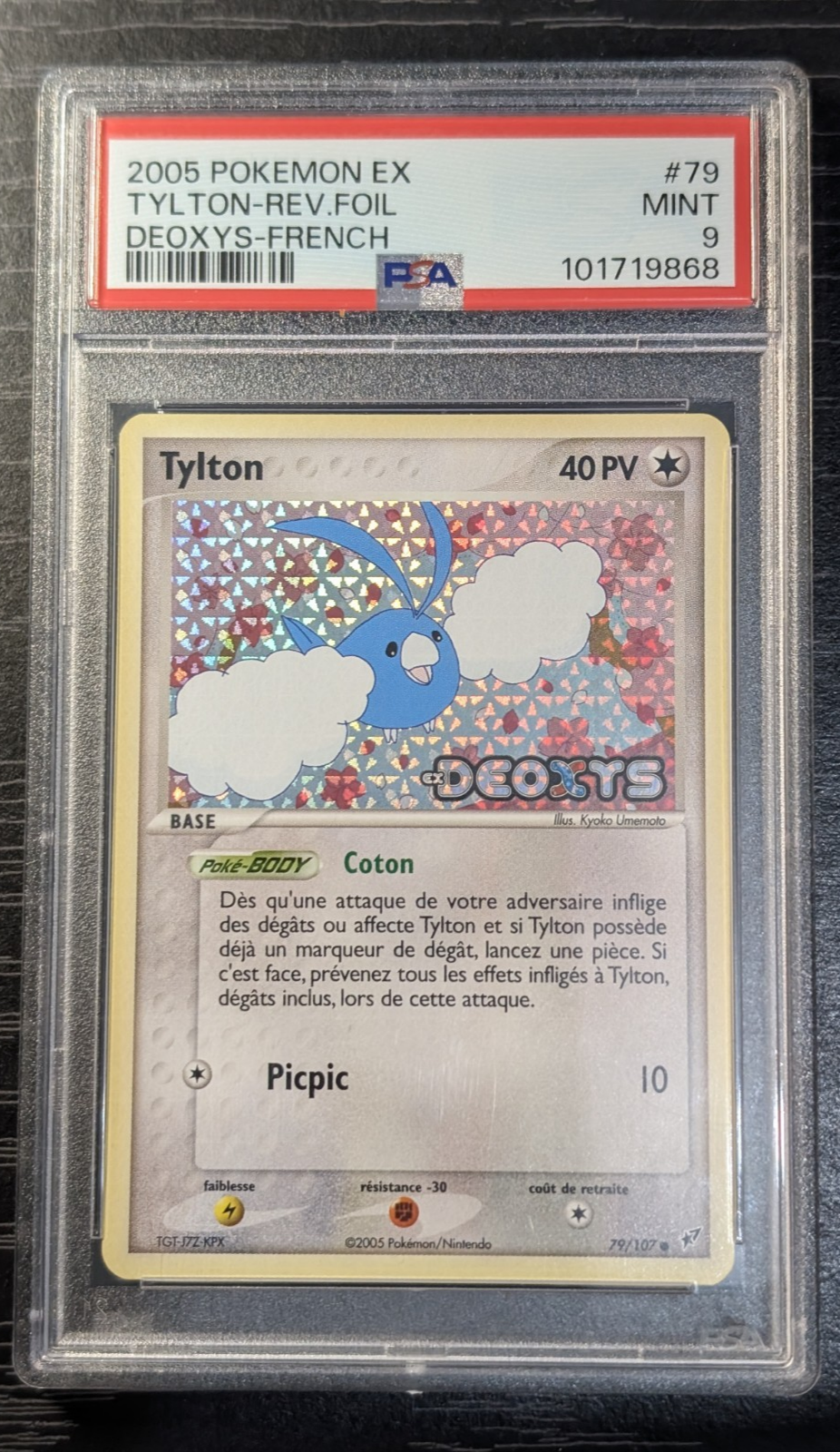 Carte gradee Pokemon Tylton 079/107 Ex Deoxys -reverse Stamp - psa 9 pop 9