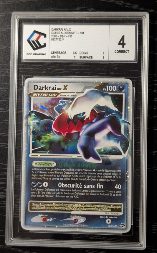 Carte Gradée Pokemon Darkrai Niv.x 104/106 -Ultra rare-CCC 4 Correct