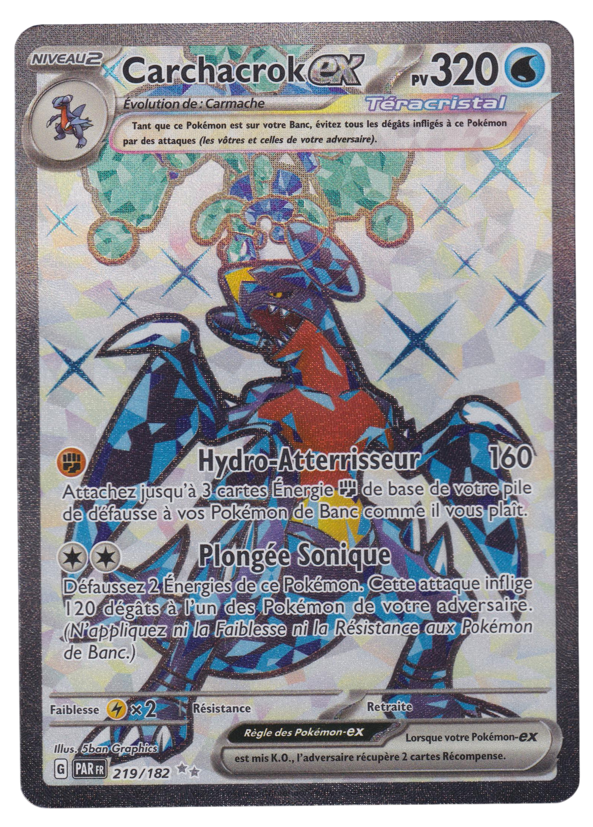 Carte Pokémon - Carchacrok ex - 219/182 - Faille Paradoxe - Français - Holo - recto