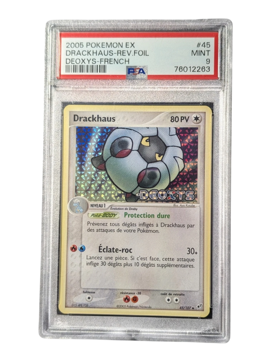 Carte gradee Pokemon  Drackhaus 045/107 Ex Deoxys - Reverse Stamp- PSA 9 pop 7