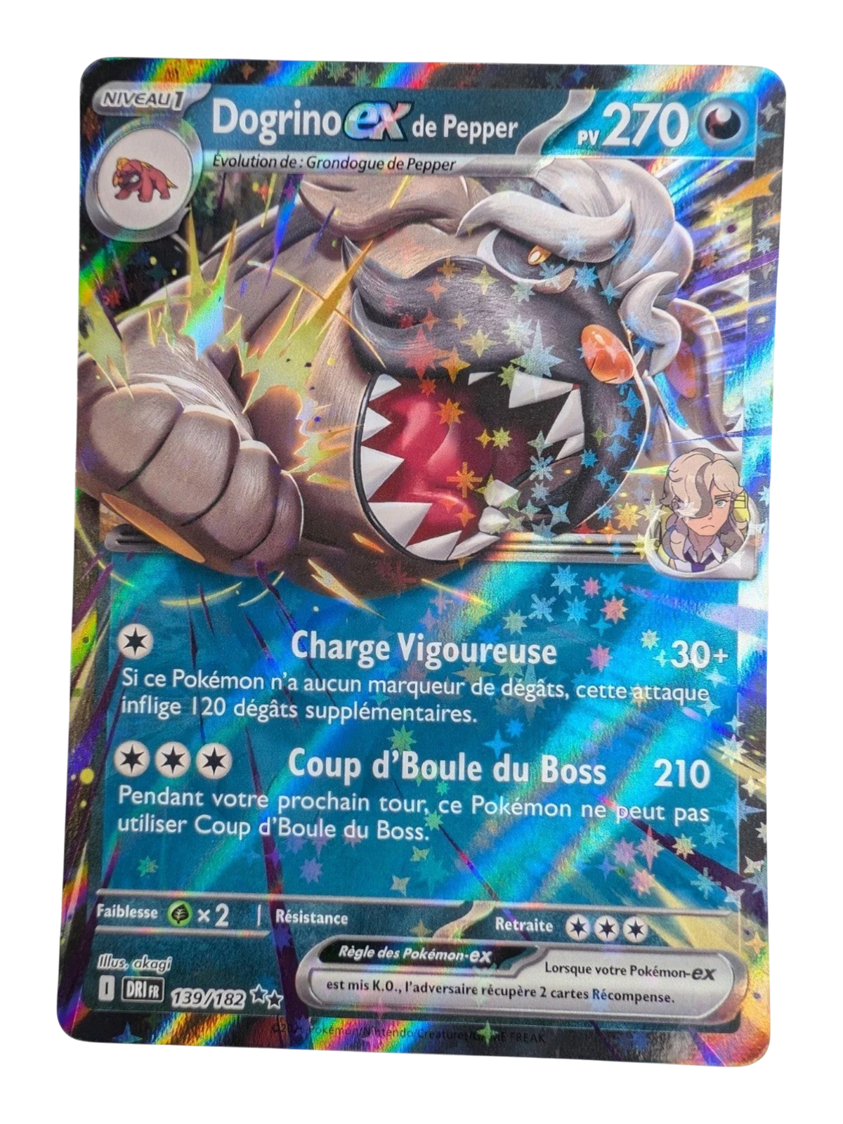 Pokemon Dogrino ex de Pepper 139/182  -double Rare -FR NM