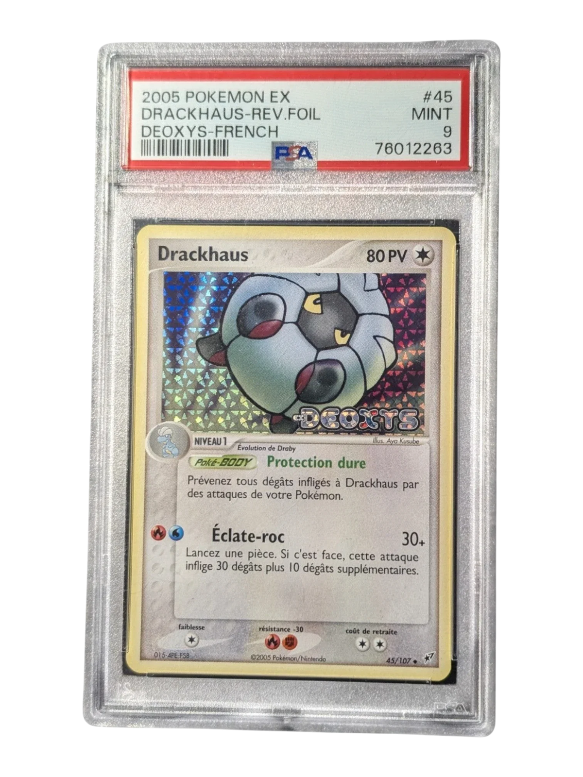 Carte gradee Pokemon  Drackhaus 045/107 Ex Deoxys - Reverse Stamp- PSA 9 pop 7