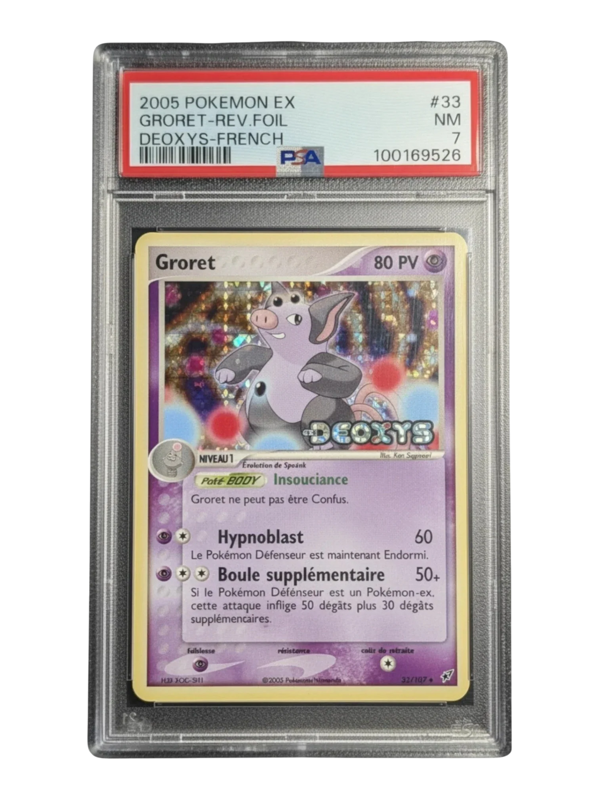 Carte gradee Pokemon Groret 032/107 Ex Deoxys -Reverse Stamp- psa 7 pop 4