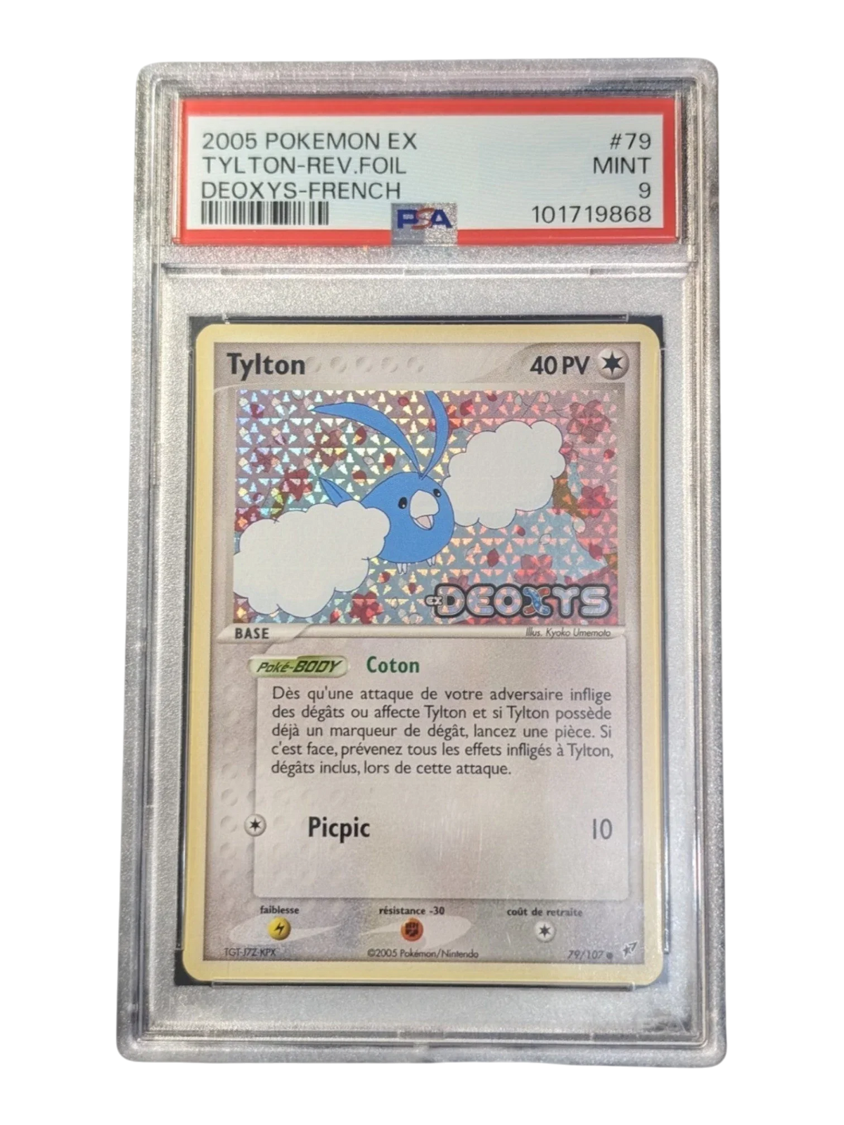 Carte gradee Pokemon Tylton 079/107 Ex Deoxys -reverse Stamp - psa 9 pop 9